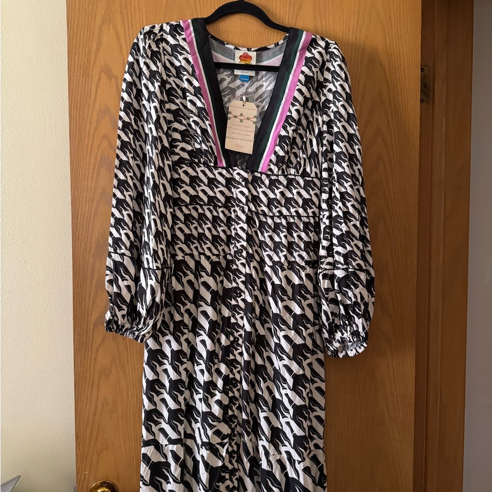 Farm Rio Black and White Patterned Dress